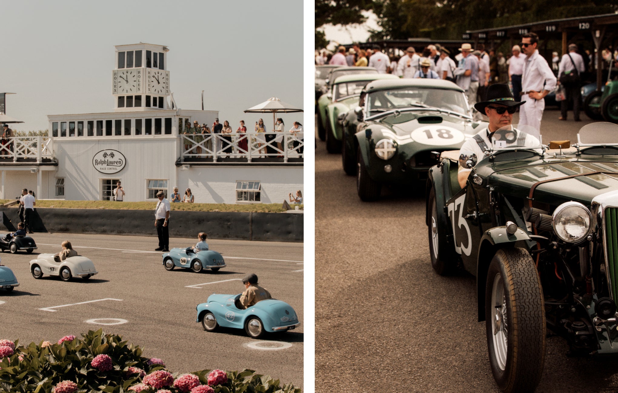 <strong>LES ANN&Eacute;ES PASSENT &Agrave; GRANDE VITESSE</strong><br/><span>Un aper&ccedil;u de Goodwood au fil des ans, notamment le moment o&ugrave; Stirling Moss et Carroll Shelby ont partag&eacute; la sc&egrave;ne lors de la c&eacute;r&eacute;monie de remise des prix</span> 