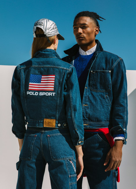 Man & woman in Polo Sport denim jackets
