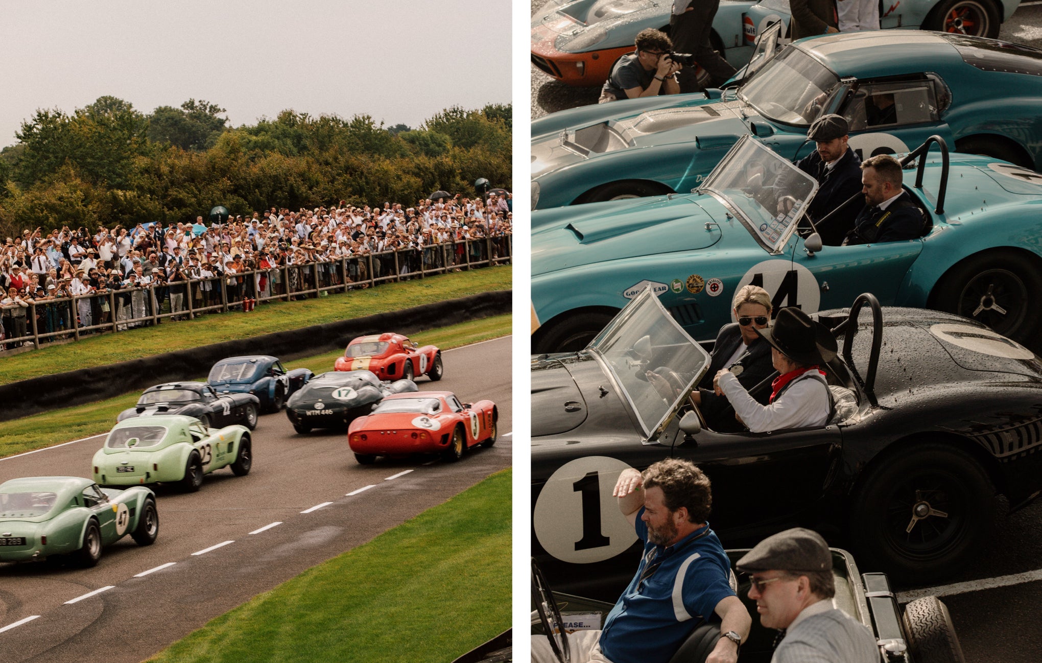 <strong>LES ANN&Eacute;ES PASSENT &Agrave; GRANDE VITESSE</strong><br/><span>Un aper&ccedil;u de Goodwood au fil des ans, notamment le moment o&ugrave; Stirling Moss et Carroll Shelby ont partag&eacute; la sc&egrave;ne lors de la c&eacute;r&eacute;monie de remise des prix</span> 