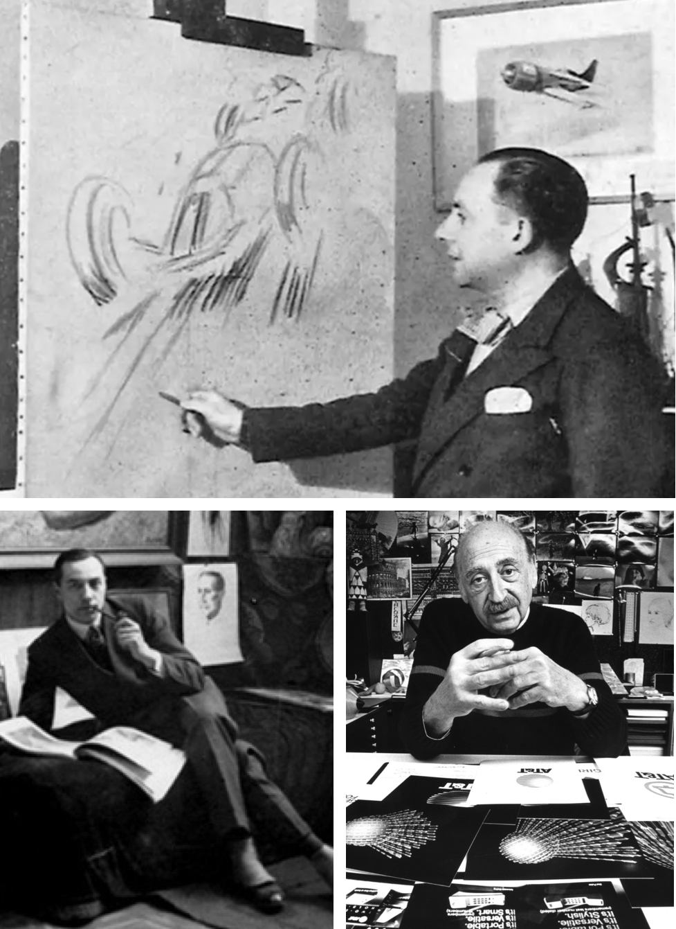 <strong>TRACK MASTERS </strong><br/><span>Clockwise from top: George Hamel, who signed his works Géo Ham; Saul Bass, the graphic designer, famous for his film-title sequences, including those for the early Bond films; and Roberto Falcucci, who created a robustly expressive Art Deco style. </span>