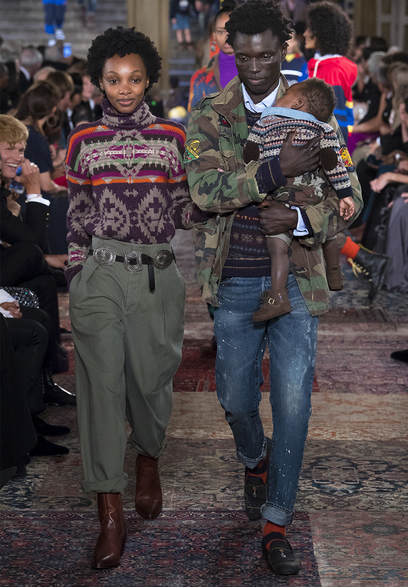 Yanii Gough, George Okeny, and Zola Okeny at the Ralph Lauren 50th Anniversary Show