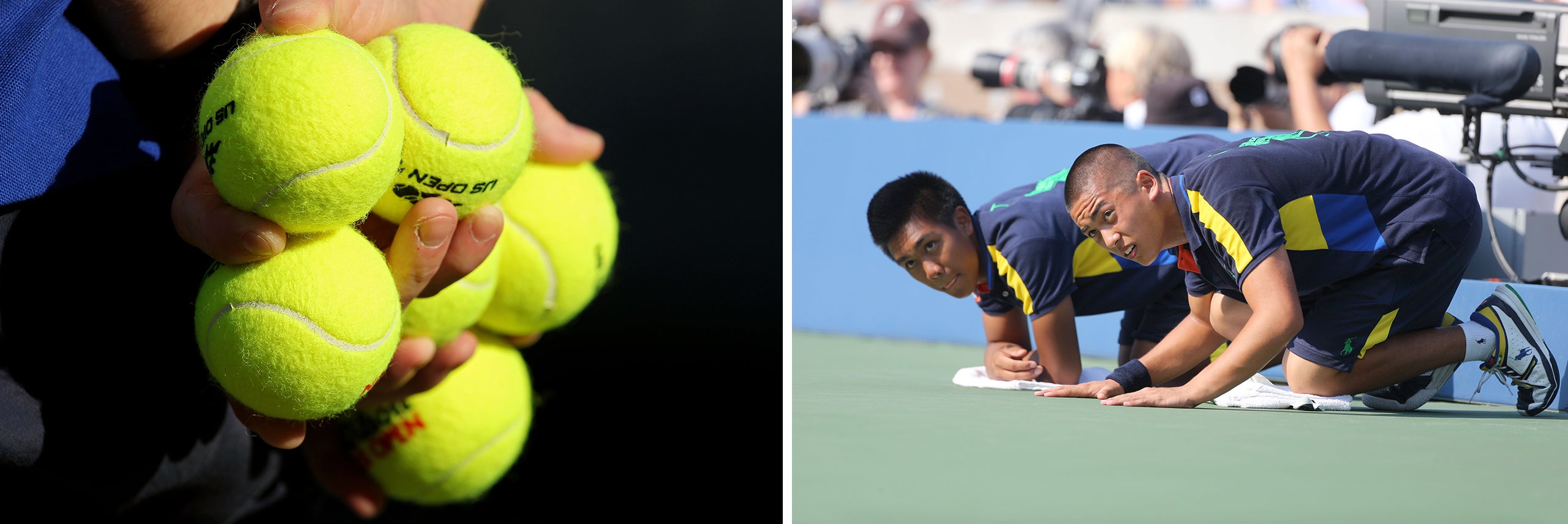 Above right: Ready for action&mdash;ballboys at the 2012 US Open