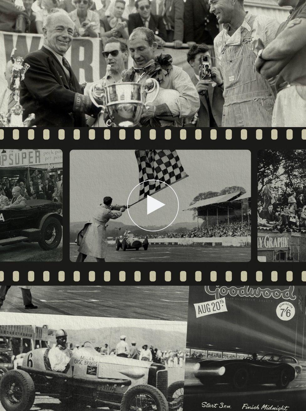 <strong>ODE &Agrave; UN COUREUR DE VITESSE</strong><br/><span>Souvenirs, sc&egrave;nes de Goodwood et photos, prises au bord du circuit, des pilotes l&eacute;gendaires Rajo Jack (en bas &agrave; droite) et Stirling Moss avec Carroll Shelby (en haut &agrave; droite) qui incarnent l'&acirc;ge d'or des courses automobiles de Grand Prix.  </span><br/><span>Regardez la vid&eacute;o qui raconte l'histoire ayant inspir&eacute; la collection. </span><br/><span class="caption-sub"><em>Avec l&rsquo;aimable autorisation de Goodwood </em> </span><br/><a href="https://www.youtube.com/watch?v=UrepM2g1pl4" target="_blank" class="rlc-linecta rlc-lineplay"><span>REGARDER LA VID&Eacute;O</span></a>