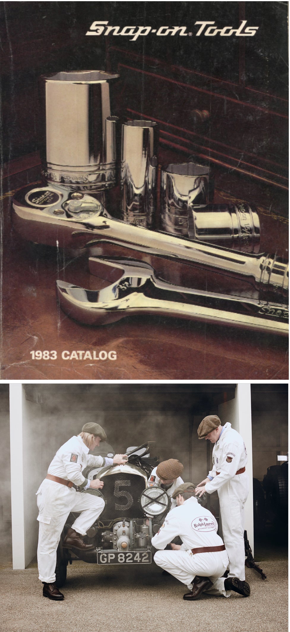<strong>SERVICE SUR MESURE </strong><br/><span>La couverture d'un catalogue de Snap-on, l'entreprise d'outillage bas&eacute;e &agrave; Kenosha, dans le Wisconsin, qui reste la r&eacute;f&eacute;rence en mati&egrave;re de fabrication d'outils, r&eacute;put&eacute;e pour son histoire et sa tradition de fabrication d'outils alliant beaut&eacute; et r&eacute;sistance ; une &eacute;quipe de m&eacute;caniciens &agrave; l'&oelig;uvre </span>
