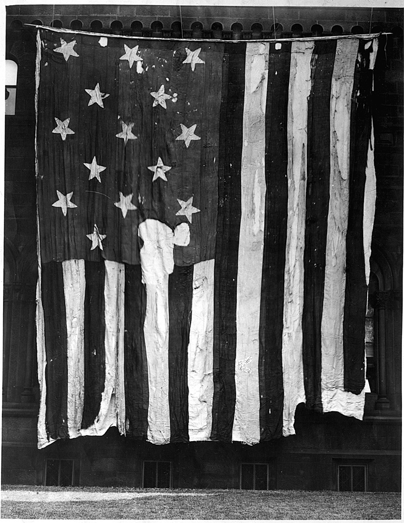 The Star-Spangeld Banner on the day that it arrived at the Smithsonian in July 1907