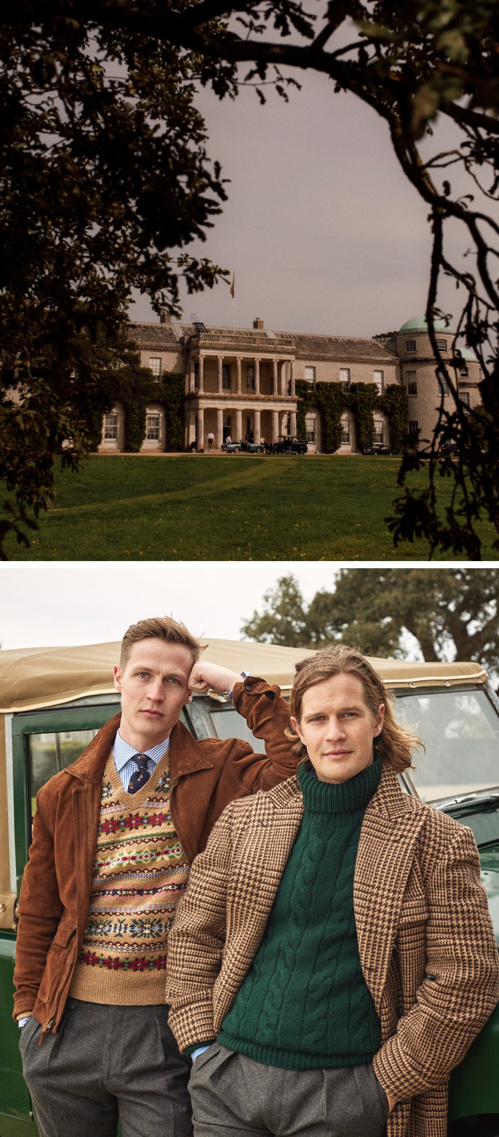 <strong>PASS&Eacute; ET PR&Eacute;SENT</strong><br/><span>(En haut) : le manoir est situ&eacute; sur un terrain de 4 000 hectares ; William et Charles portent des pi&egrave;ces de la collection Polo Originals de cette saison</span>