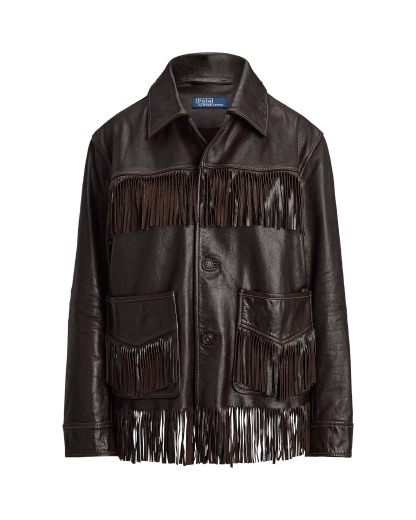 Fringe-Trim Leather Jacket