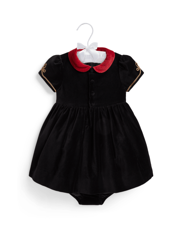Soutache-Trim Velvet Dress & Bloomer