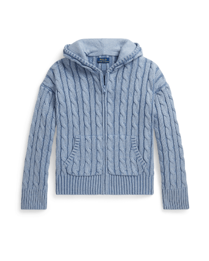 Sweat à capuche zippé torsadé en coton
