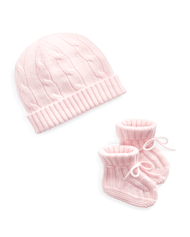 Bonnet et chaussons en coton torsadé