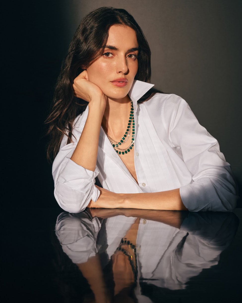 Collier tennis plaqué rhodium pierres