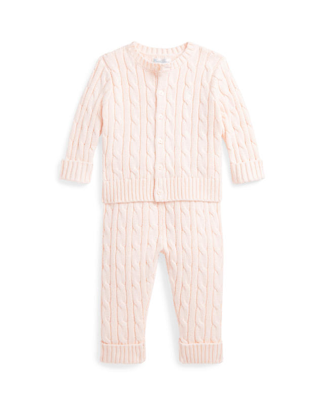 Cardigan et pantalon torsadés en coton