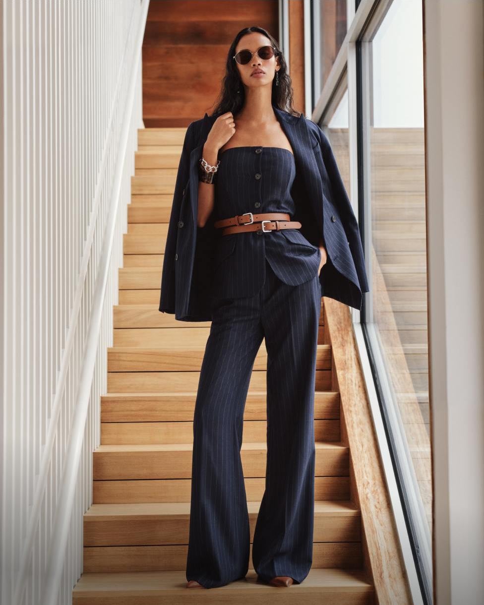 Blazer croisé en sergé milleraies