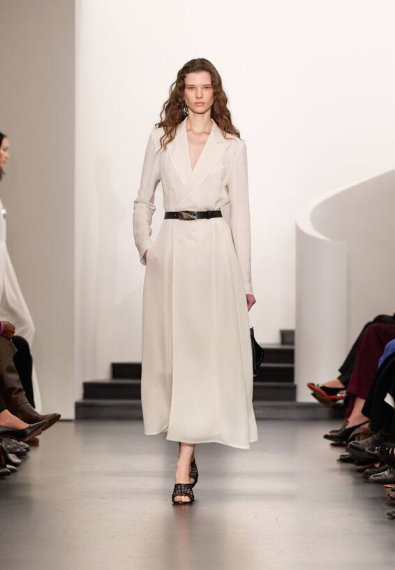 A look from Ralph Lauren’s Fall 2025 runway show shown on model.