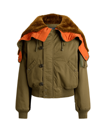 Veste d'aviateur à capuche lainée