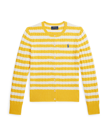 Cardigan rayé à mini-torsades en coton