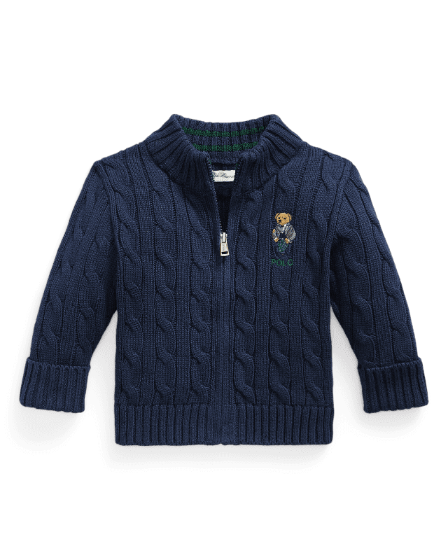 Pull zippé Polo Bear en coton torsadé