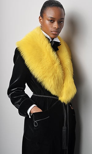 Model wears look from the Fall 2019 Collection