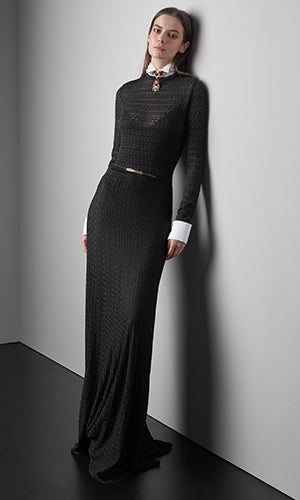 Model wears look from the Fall 2019 Collection