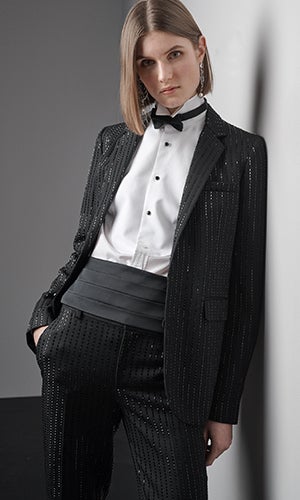 Model wears look from the Fall 2019 Collection