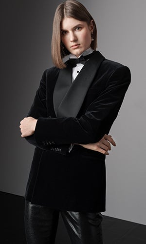 Model wears look from the Fall 2019 Collection