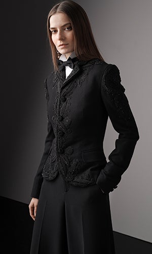 Model wears look from the Fall 2019 Collection